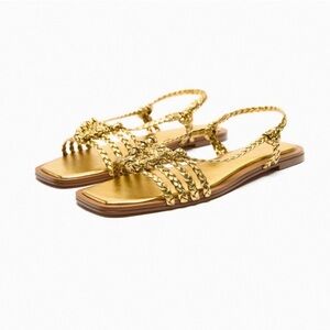 Zara Gold Braided Sandals